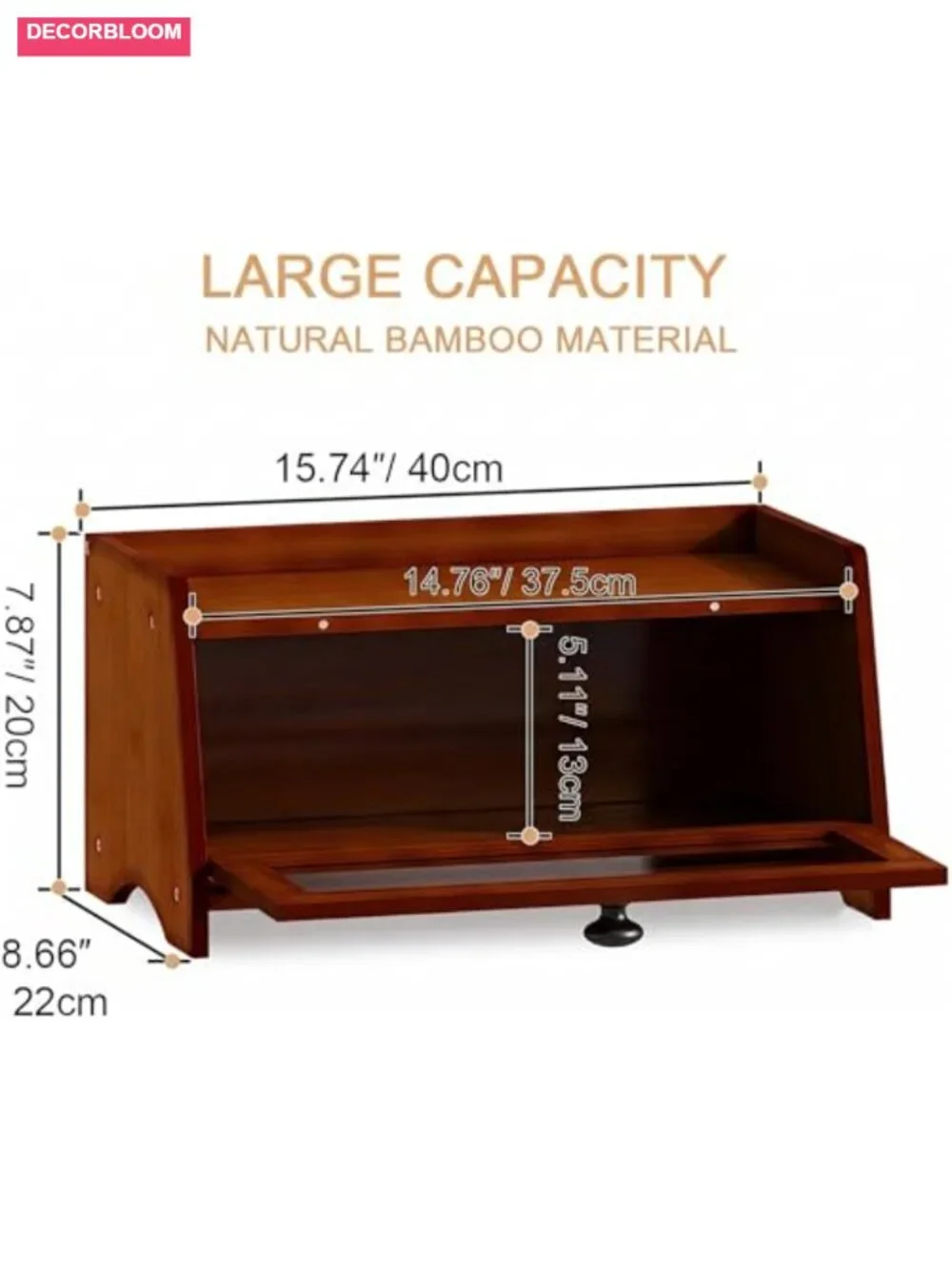 Bamboo Bread Box with Acrylic Window, Magnetic Closure, for Kitchen Countertop